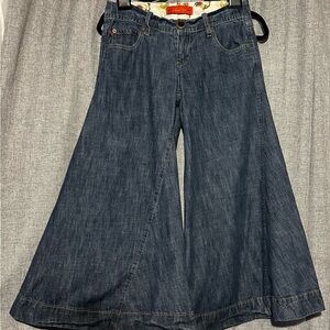 Level 99 Dark Blue Boho Flare Leg Y2K Jeans Womens Size 26